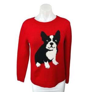 Cupcakes & Cashmere Red French Bulldog Long Sleeve Dog Christmas Sweater Top S